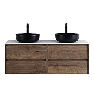 Тумба с раковинами и столешницей BelBagno KRAFT 140 Rovere Tabacco для ванной в интернет-магазине Sanbest