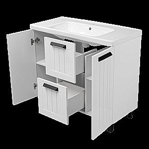 Тумба с раковиной Misty Спарта -100 П-Спа-06100-01-012Я белая для ванной в интернет-магазине Sanbest