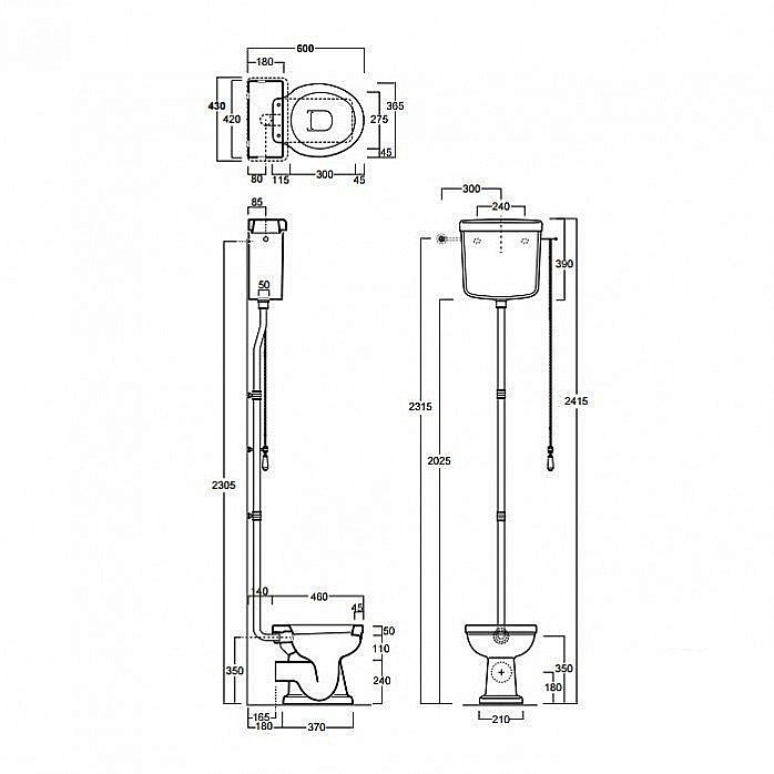 Унитаз SIMAS Londra LO911 с высоким бачком, белый/золото купить в интернет-магазине Sanbest
