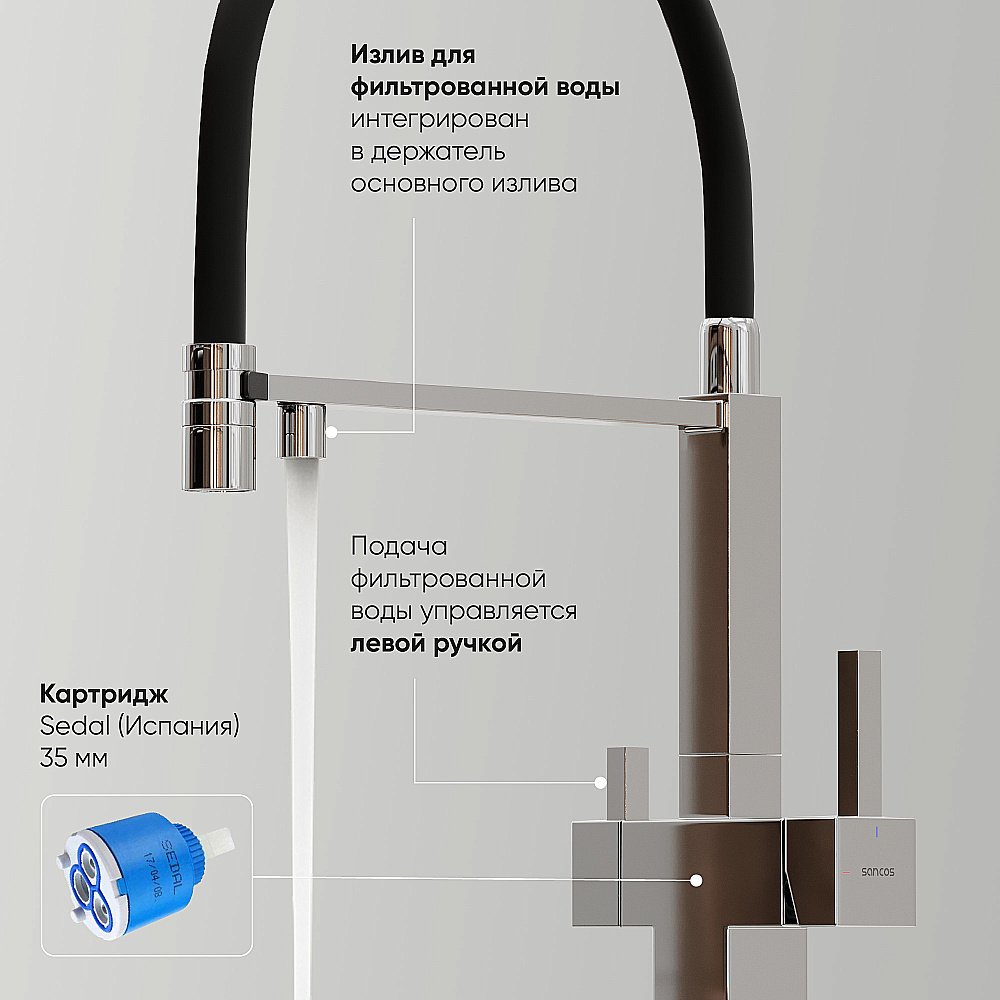 Смеситель для кухни Sancos Moro SC4006CH хром купить в интернет-магазине сантехники Sanbest