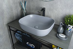 Раковина накладная Gid Geometrico 50 Gm1302 53336 серая матовая купить в интернет-магазине Sanbest
