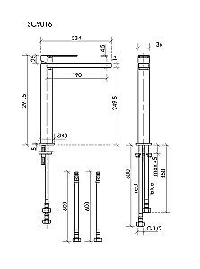 Смеситель для раковины Sancos Studio SC9016MB черный матовый купить в интернет-магазине сантехники Sanbest