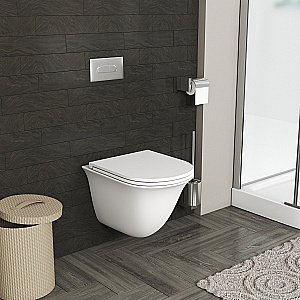 Унитаз подвесной GROSSMAN GR-4412MS безободковый, с крышкой микролифт, белый матовый купить в интернет-магазине Sanbest