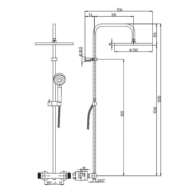 Душевая система PAINI Cox 78CR689THAE28P1 хром купить в интернет-магазине сантехники Sanbest