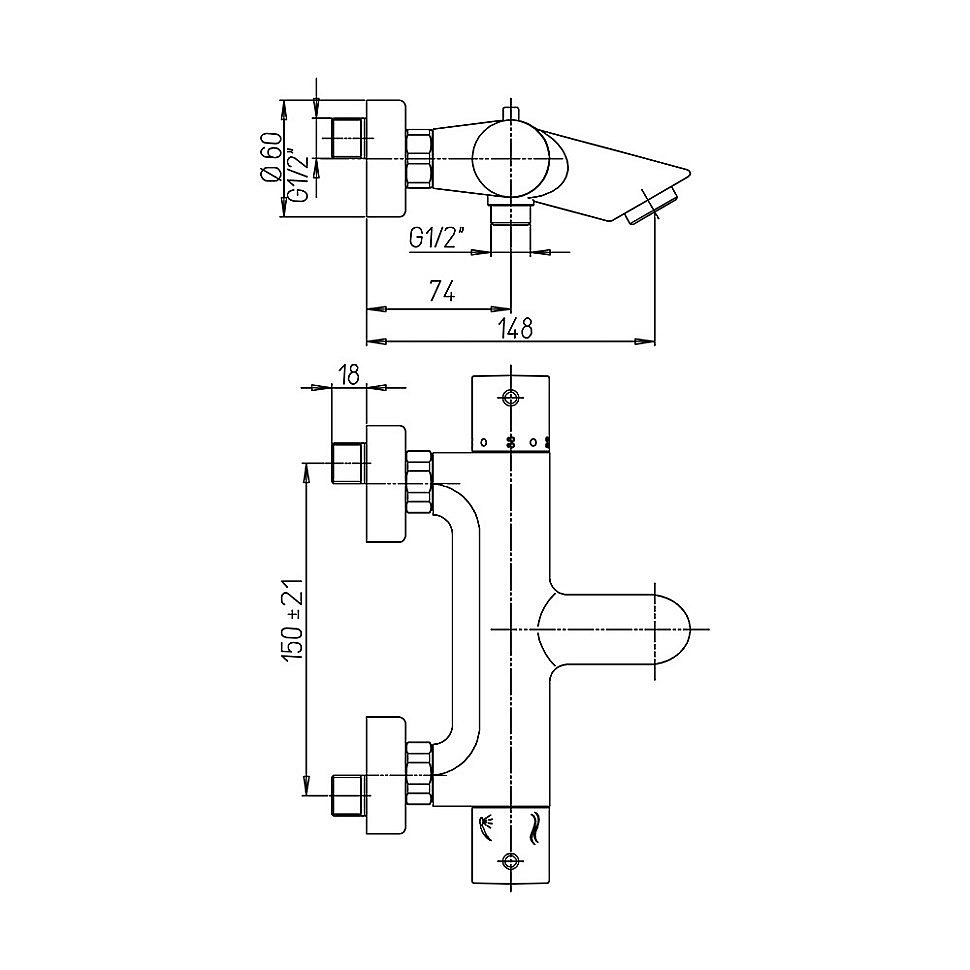 Смеситель для ванны PAINI Cox 78CR111TH хром купить в интернет-магазине сантехники Sanbest
