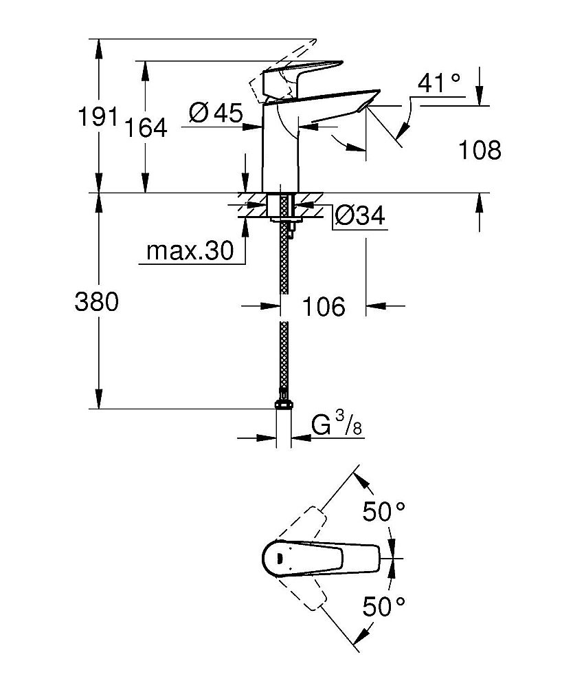Смеситель для раковины Grohe BauEdge 2020 23904001 купить в интернет-магазине сантехники Sanbest