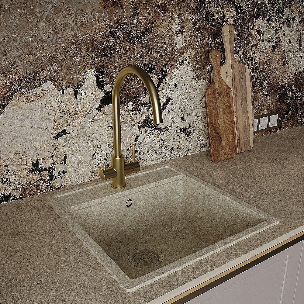 Смеситель для кухни Oliveeka KS OL-458022-BG золото матовое купить в интернет-магазине сантехники Sanbest