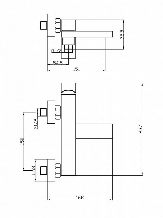 Смеситель для ванны Agger Great A2810011 купить в интернет-магазине сантехники Sanbest