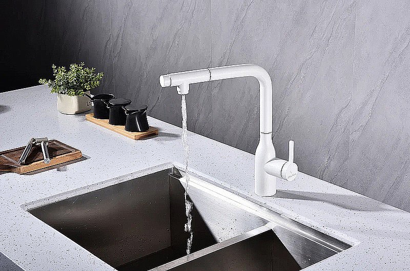 Смеситель для кухни Paulmark Viper Vi213105-WH белый матовый купить в интернет-магазине сантехники Sanbest