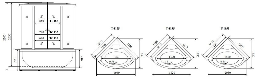 Душевой бокс Timo T 1125 120x120 купить в интернет-магазине Sanbest