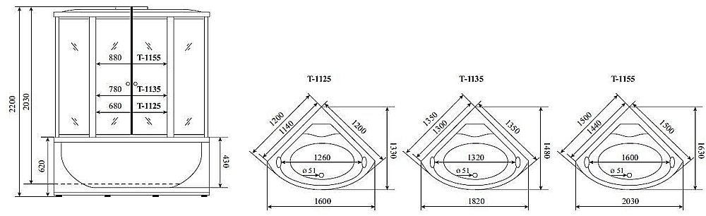 Душевой бокс Timo Standart T 1125 120x120 купить в интернет-магазине Sanbest