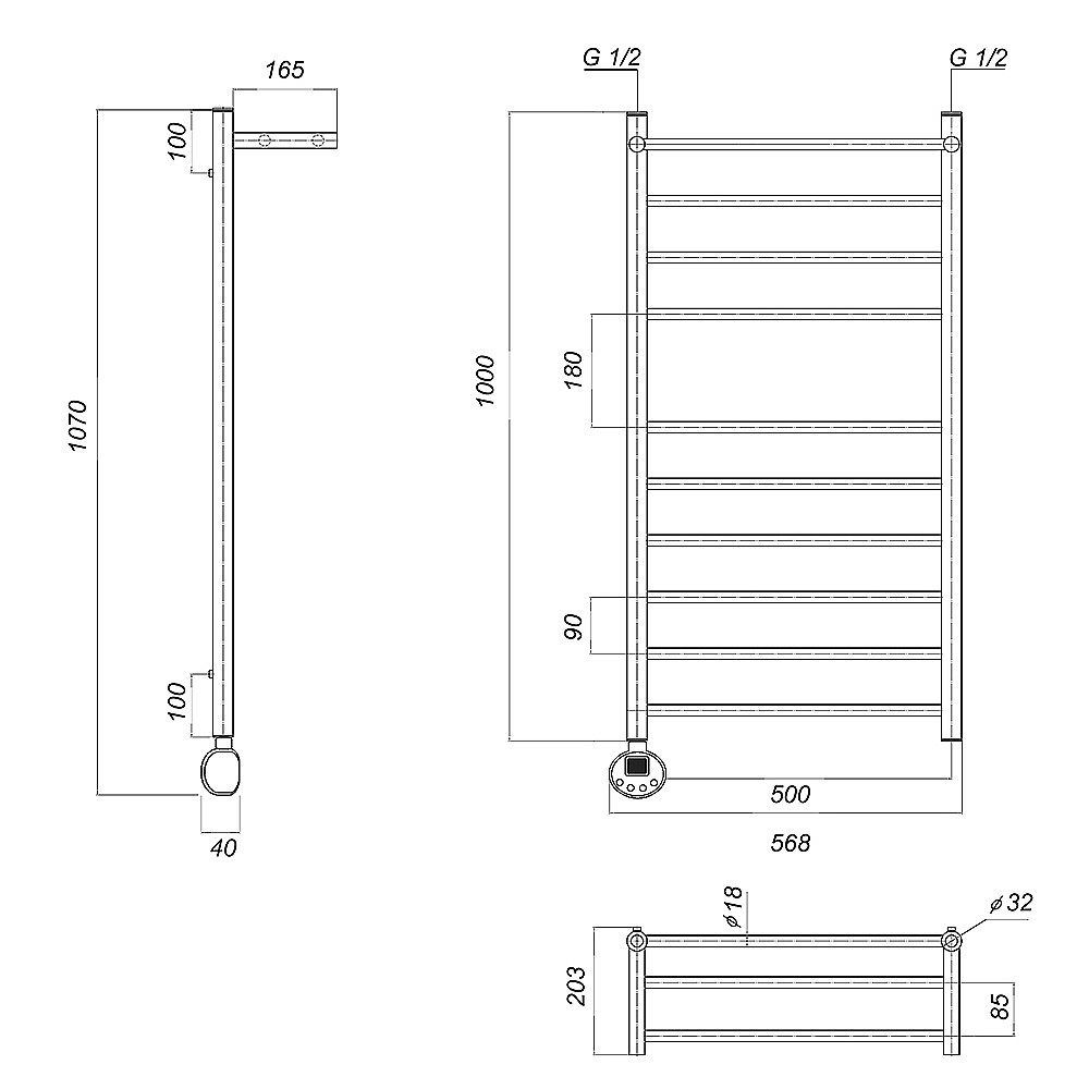 Полотенцесушитель электрический Domoterm Медея сп П10 500x1000 E хром купить в интернет-магазине сантехники Sanbest