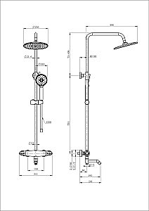Душевая система с термостатом WONZON & WOGHAND CAPSULE, Черный матовый (WW-B3031-A1-MB) купить в интернет-магазине сантехники Sanbest