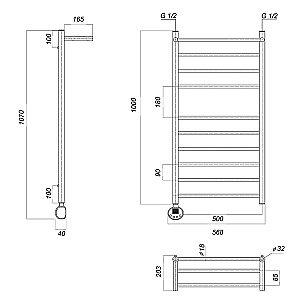 Полотенцесушитель электрический Domoterm Медея сп П10 500x1000 E хром купить в интернет-магазине сантехники Sanbest