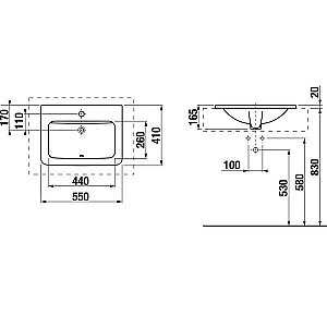 Раковина врезная Jika CUBITO 55 см белая купить в интернет-магазине Sanbest