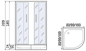 Душевой уголок с поддоном River DON XL 100/24 MT купить в интернет-магазине Sanbest