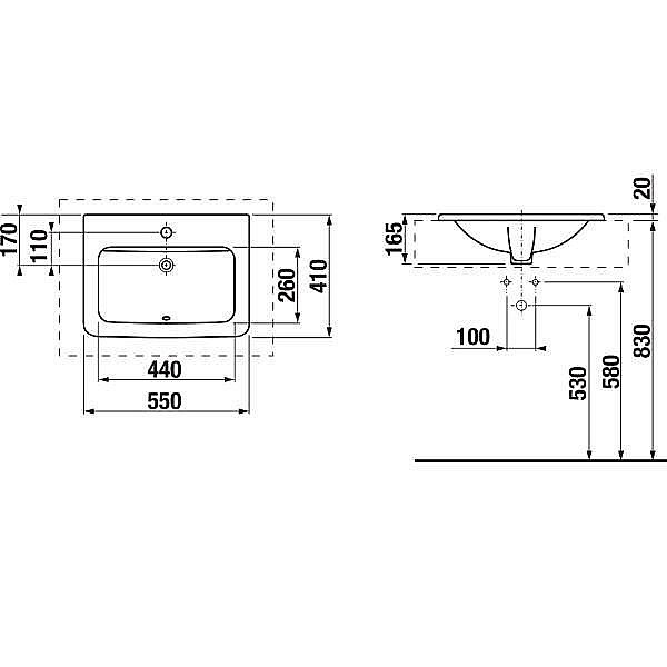 Раковина врезная Jika CUBITO 55 см белая купить в интернет-магазине Sanbest