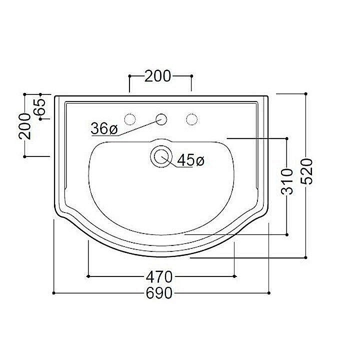 Раковина Kerasan Retro 70 104601*3 белая купить в интернет-магазине Sanbest