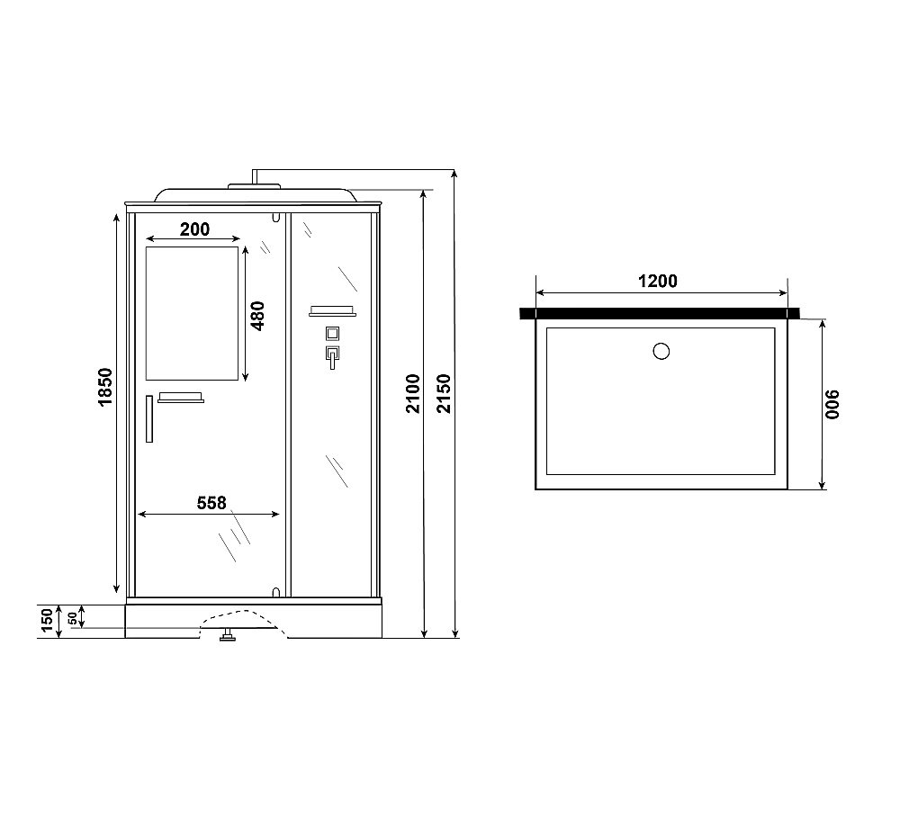 Душевая кабина Niagara Standart ST120/90/15Q 120х90 стекло прозрачное/профиль белый купить в интернет-магазине Sanbest