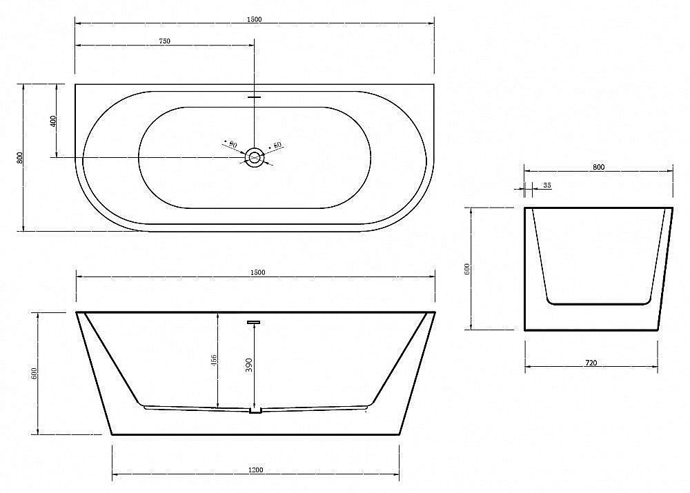 Ванна акриловая ABBER AB9216-1.5 150x80 купить в интернет-магазине Sanbest