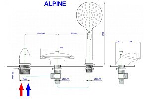 Смеситель на борт ванны Royal Bath Alpine RB2102 хром купить в интернет-магазине сантехники Sanbest