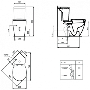 Унитаз напольный Ideal Standard Connect Space E119501 с бачком E797001 белый купить в интернет-магазине Sanbest