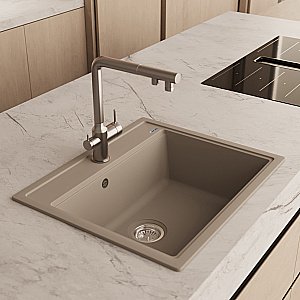 Кухонная мойка Abber Quarz 60х51 AQ2902S песочная матовая купить в интернет-магазине сантехники Sanbest