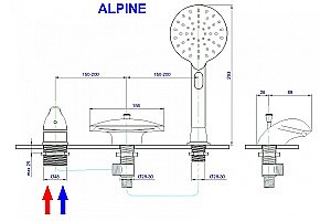 Смеситель на борт ванны Royal Bath Alpine RB2102 хром купить в интернет-магазине сантехники Sanbest