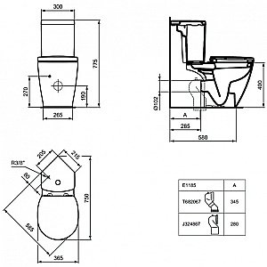 Унитаз напольный Ideal Standard Connect Space E119501 с бачком E797001 белый купить в интернет-магазине Sanbest