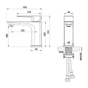 Смеситель для раковины Oliveeka D OL-139003-BN никель брашированный купить в интернет-магазине сантехники Sanbest