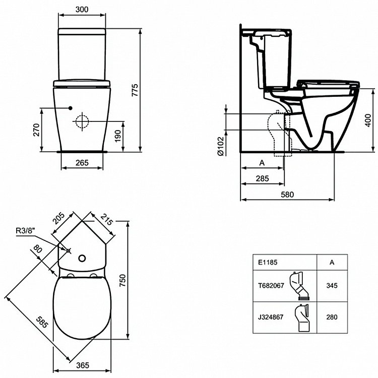 Унитаз напольный Ideal Standard Connect Space E119501 с бачком E797001 белый купить в интернет-магазине Sanbest
