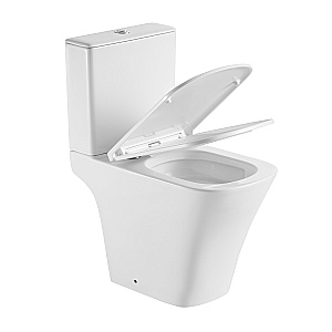 Напольный унитаз-компакт Black&White Gravity 6620W безободковый, слив-торнадо, с крышкой микролифт, с бачком, белый глянцевый купить в интернет-магазине Sanbest