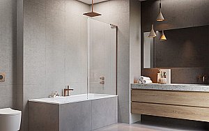 Шторка для ванны Radaway Modo SL Brushed Copper PNJ II 90 стекло прозрачное/профиль брашированная медь купить в интернет-магазине Sanbest
