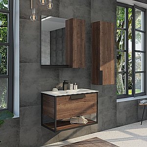 Тумба с раковиной Comforty Бонн 00-00006487 75 дуб темный для ванной в интернет-магазине Sanbest