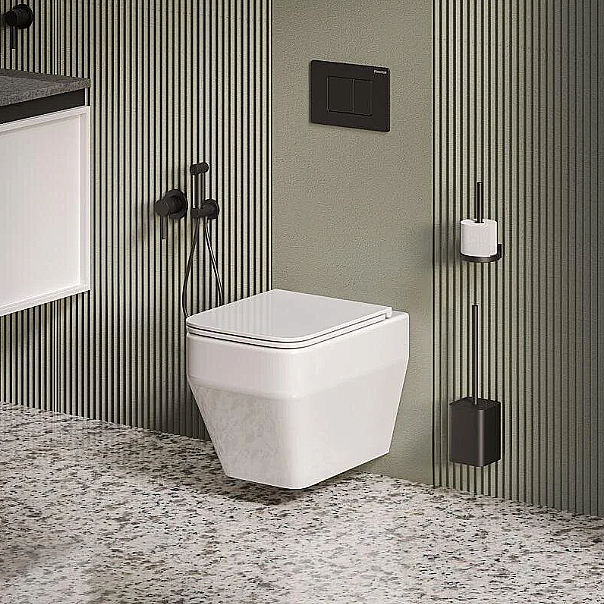 Унитаз подвесной Grossman GR-4410SQ белый, безободковый, с крышкой микролифт, слив торнадо купить в интернет-магазине Sanbest