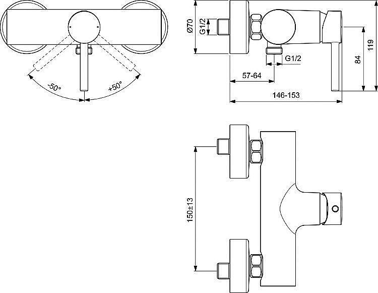 Смеситель для душа Ideal Standard CERALINE BC200XG купить в интернет-магазине сантехники Sanbest