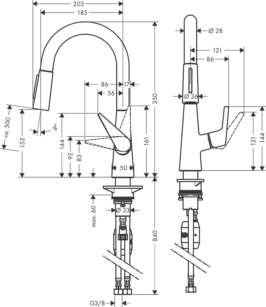 Смеситель для кухни Hansgrohe Talis M51 160 72815000 купить в интернет-магазине сантехники Sanbest