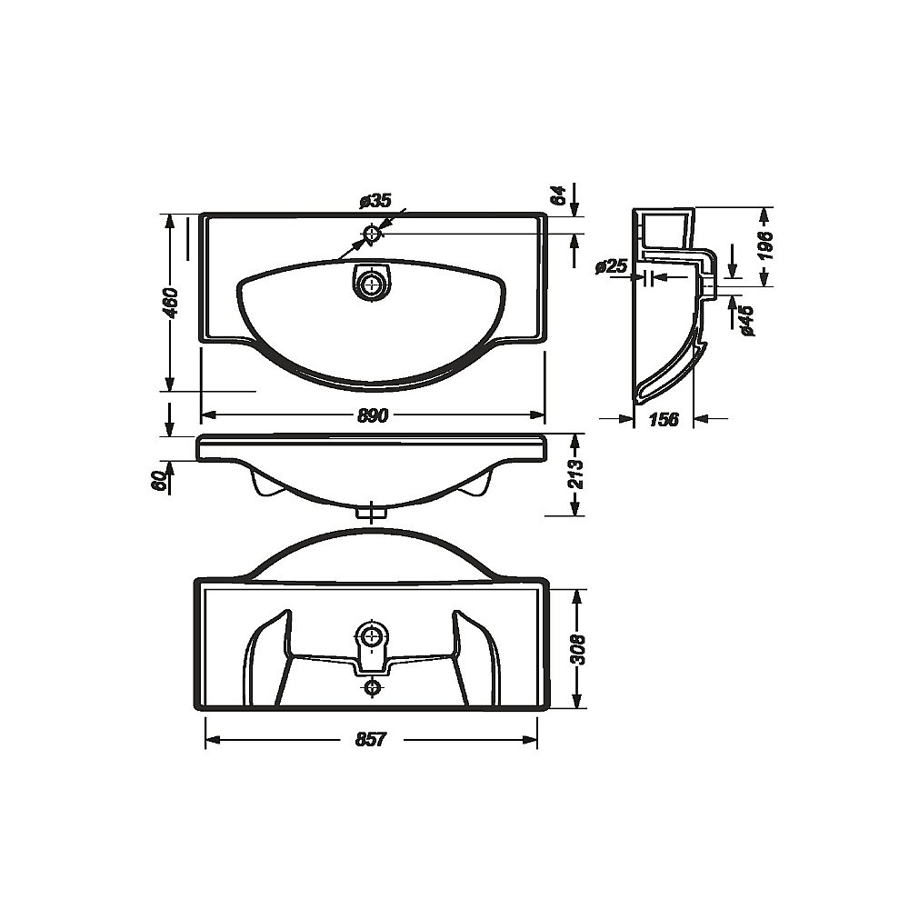 Раковина Sanita luxe Classic 90 CLS90SLWB01 белая купить в интернет-магазине Sanbest