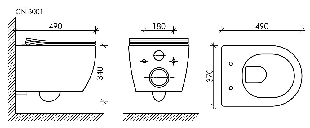 Унитаз подвесной Ceramica Nova PLAY Rimless CN3001MB безободковый, с крышкой микролифт, черный матовый купить в интернет-магазине Sanbest