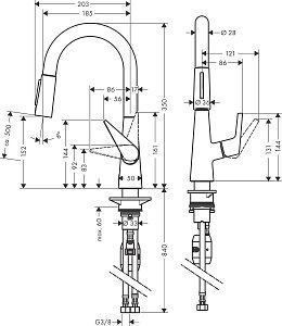 Смеситель для кухни Hansgrohe Talis M51 160 72815000 купить в интернет-магазине сантехники Sanbest