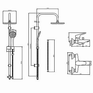 Смеситель для ванны с душевой колонной Dorff Comfort D0708010BL черный матовый/хром купить в интернет-магазине сантехники Sanbest