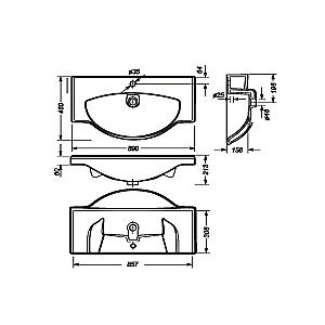 Раковина Sanita luxe Classic 90 CLS90SLWB01 белая купить в интернет-магазине Sanbest