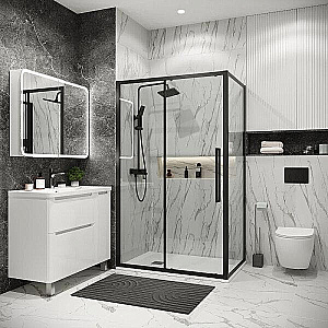 Душевой уголок Grossman Cosmo 130х100 120.K33.02.1310.21.00 стекло прозрачное/профиль черный матовый купить в интернет-магазине Sanbest