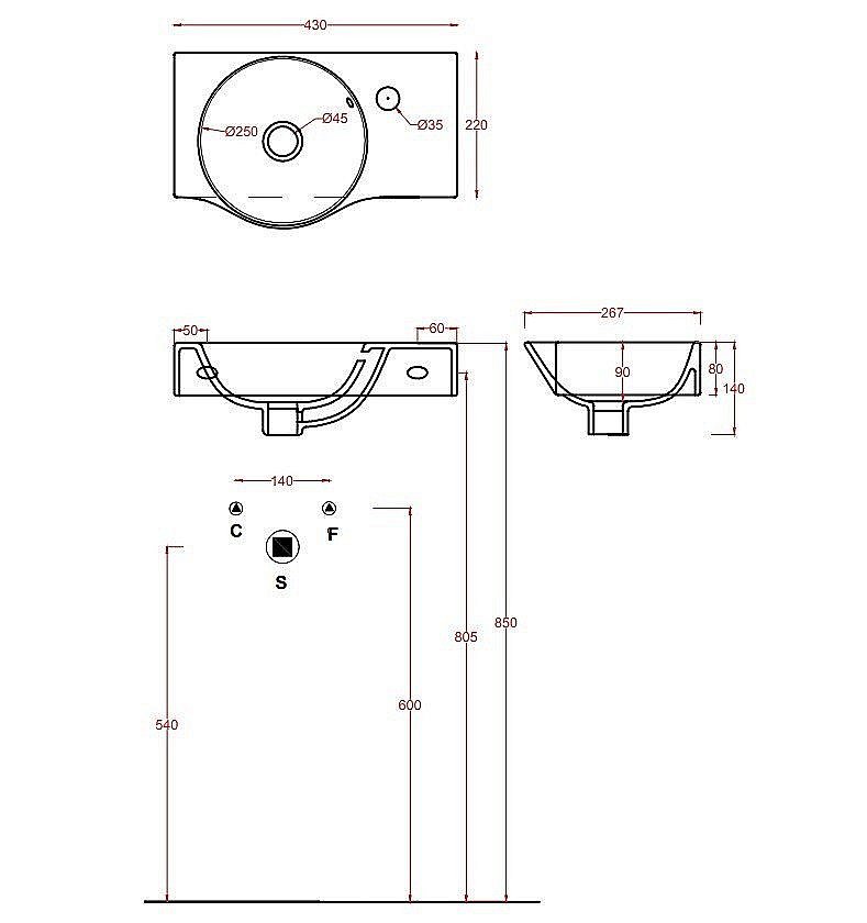 Раковина подвесная Artceram Lavamani Union 43 LML001 01 00 белая купить в интернет-магазине Sanbest