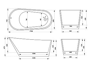 Ванна акриловая CeruttiSpa VIVA N 10864 170x75 белая купить в интернет-магазине Sanbest