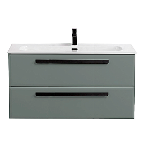 Тумба с раковиной Cezares ECO-CER-N-1200-2C-SO-GVO-P+CZR-8073-120 Серо-зеленая матовая для ванной в интернет-магазине Sanbest