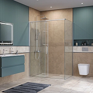 Душевой уголок BelBagno SOFT_CLOSE-1-AH-1 140х100 стекло прозрачное/профиль хром купить в интернет-магазине Sanbest