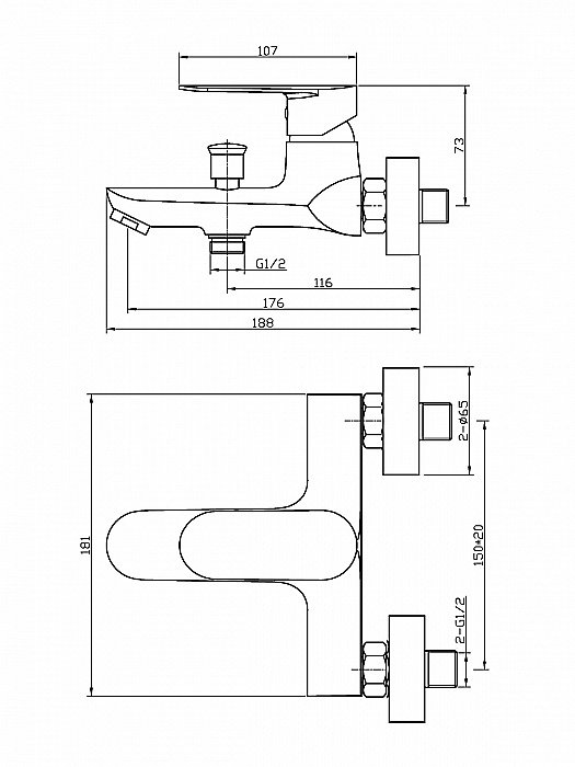 Смеситель для ванны Agger Splendid A0910000 купить в интернет-магазине сантехники Sanbest