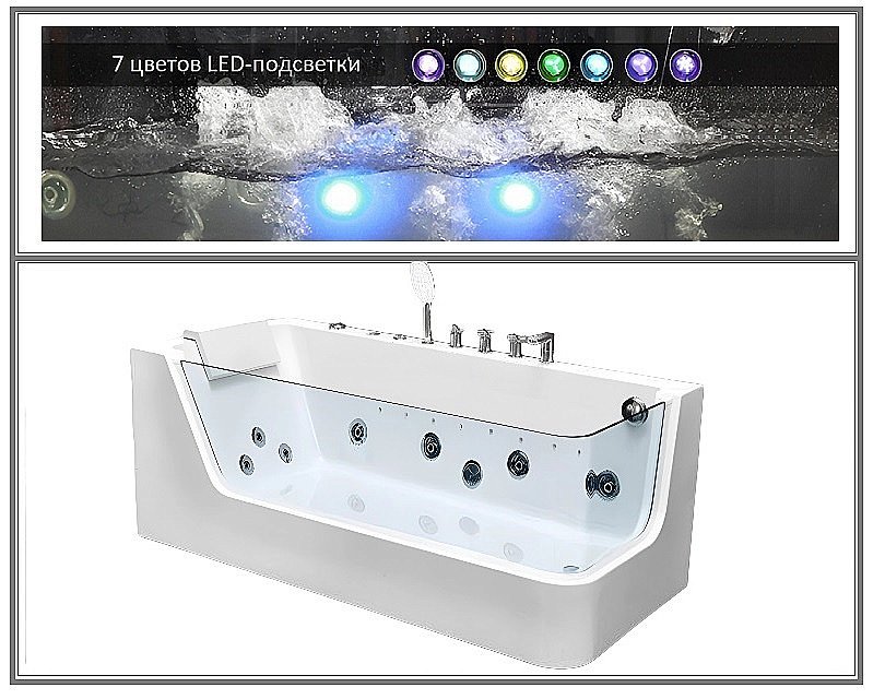 Ванна акриловая CeruttiSpa 9947 170x80 с гидромассажем белая купить в интернет-магазине Sanbest