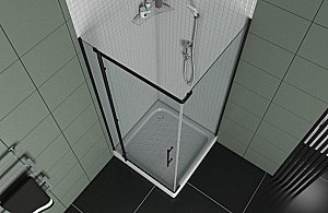 Душевой уголок Bravat BLACKLINE BS090.3113A 90х90 стекло прозрачное/профиль черный купить в интернет-магазине Sanbest